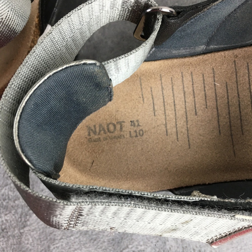 Naot Apollo Women 41 L10 Black Silver Metallic Leather Strappy Sport Sandals - Picture 7 of 16